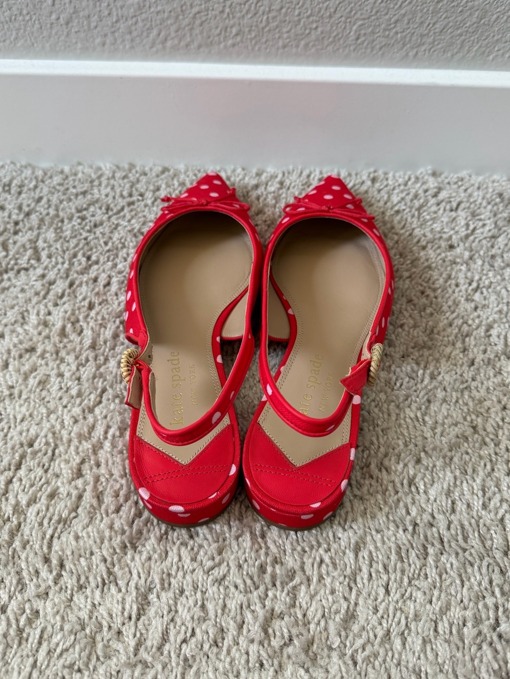 NWOT Kate Spade Red Polka Veronica Flats Size 8 - Picture 10 of 13